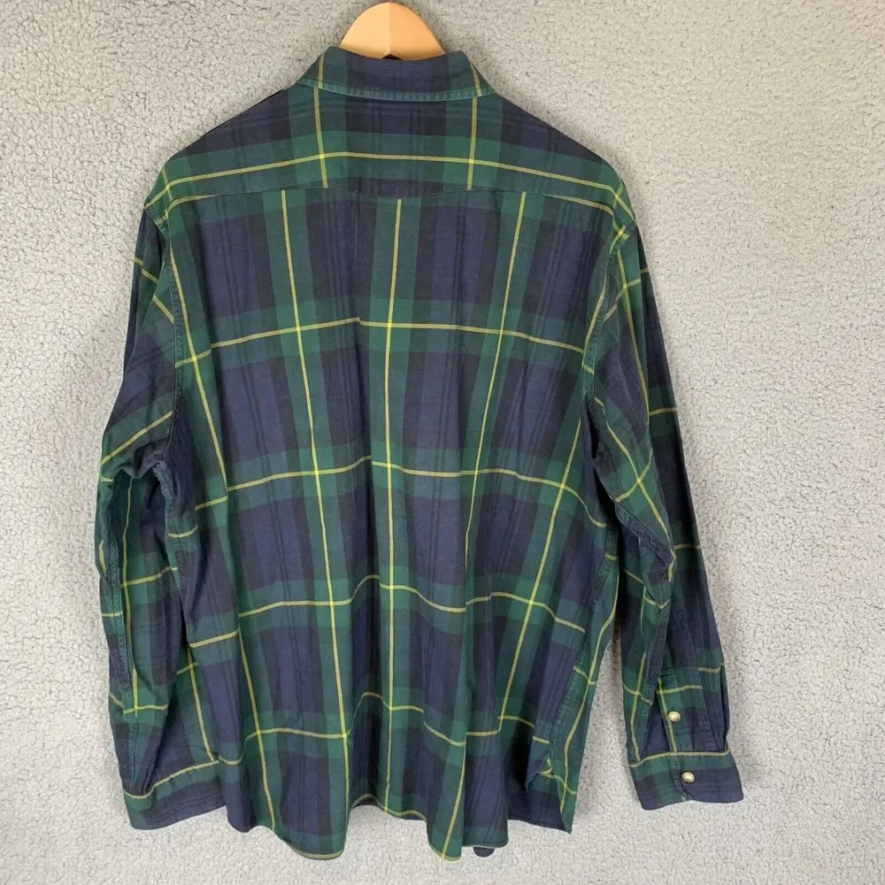 S Polo Ralph Lauren Shirt Mens XL Green Button Down Long Sleeve‎ Tartan Plaid